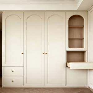 Simple Luxurious European Style Custom <b>Wardrobe</b> Arch Door Design Integrated Dressing Desk Adjustable Storage Cabinet - Product Image 4