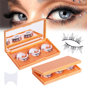 <b>Reusable</b> Natural Waterproof Self <b>Adhesive</b> False <b>Eyelashes</b> With Custom Logo No Glue Need Pre Bond Lashes Full Strip <b>Eyelashes</b> - Product Image 1
