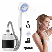 Kit de pompe de douche portable d'extérieur rechargeable par USB, douche à main avec débit d'eau réglable pour le camping, les voyages et le nettoyage des animaux