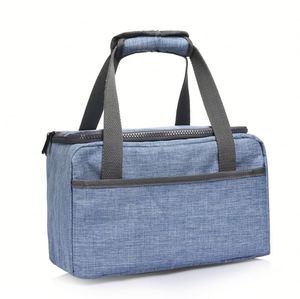 Lonchera Portátil Aislada, Material de Tela Oxford, Forro de Papel de Aluminio, Cierre de Cremallera, Tamaño Personalizable para Picnic, Trabajo, Imprimible - Product Image 1