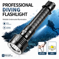 Linterna de Buceo LED Profesional de 1500lm, Impermeable IPX8, Antorcha Subacuática de Largo Alcance de 300M, Lámpara de Buceo Recargable 26650