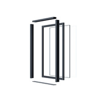 Porte coulissante en verre trempé à double isolation mince à double panneau noir de luxe pour la maison