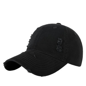 Distressed <b>Baseball</b> <b>Cap</b> Unisex Cotton Twill Foldable Sun Protection Hat Solid Color - Product Image 1