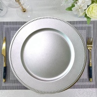 Assiettes de présentation dorées en plastique Assiettes de présentation rondes en perles de 13 pouces pour la décoration de table de mariage