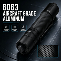 Lampe torche tactique en alliage d'aluminium étanche IP67 de 1200 lumens avec fonction stroboscopique, rechargeable par USB, LED portable EDC pour le camping