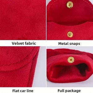 Bolsa de terciopelo con cierre a presión para joyas, monedero grueso de doble cara con botón a presión, bolsa con solapa para anillos, venta transfronteriza - Product Image 2