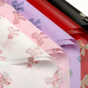 Papier d'emballage floral semi-transparent avec nœud, film OPP imperméable, fournitures pour bouquets de fleurs DIY, papier d'emballage floral pour fleuristes - Product Image 2