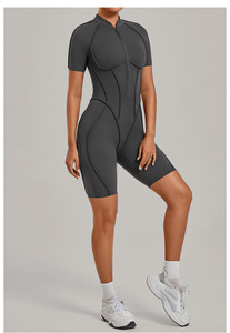 <span class=keywords><strong>Tuta</strong></span> da Yoga <span class=keywords><strong>Aderente</strong></span> con Collo Alto e Mezza Zip, Monopezzo per Fitness, Abbigliamento Sportivo ad Alta Intensità per Donne - Product Image 5