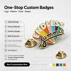 Badges de revers personnalisés en émail, lettres colorées plaquées or, thème estival, certifiés ISO, conception gratuite, faible MOQ, cadeau souvenir, OEM ODM - Product Image 2