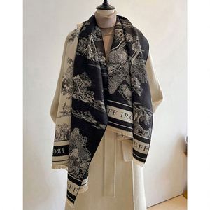 Écharpe-châle en cachemire épaisse et longue, jacquard double face, motif paysage d'hiver, luxe, pour femme, vente en gros - Product Image 2