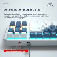 Clavier mécanique de jeu AULA F3087, nouveau, RGB, 87 touches, anti-ghosting, avec connexion sans fil Type-C et hot-swap pour tablette/ordinateur de bureau