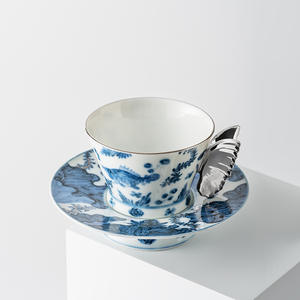 Taza de Té de Cerámica Azul Finlandesa Antigua de Estilo Americano-Chino Behan, para Café Latte, Flores, Té de la Tarde, Estilo Mediados de Siglo - Product Image 4