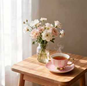Elegant Home Gift Set Ceramic Coffee Mug English Stripe Spot Tea <strong>Cups</strong> <strong>Saucers</strong> Fine Bone China Tea - Product Image 6