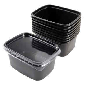 150ml 250ml pp rectangle black / clear disposable plastic take away food container with lid