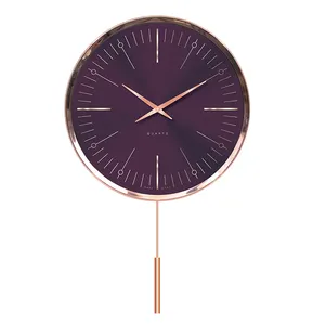 Aluminum Pendulum Clock Modern Design Decorative Silent Sweep Pendulum Chiming Wall Clock 13 Inch