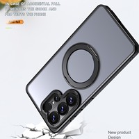 Nouvelle coque pour S26 Ultra & S25 Plus - Protection effet seconde peau avec anneau rotatif à 360° et support magnétique, design métallique en TPU acrylique