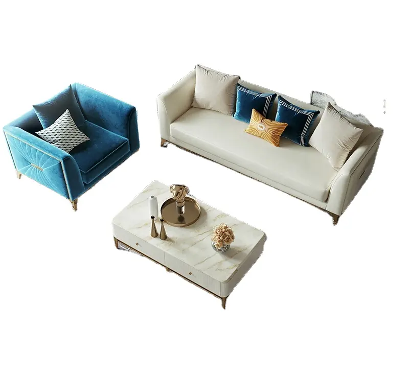Chất lượng cao phòng khách hiện đại nhung vải phong cách Châu Âu ghế sofa Para Sala de Estar