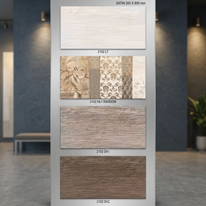 Carrelage mural en porcelaine émaillée brillante 300x600mm, motif floral et végétal, aspect brique réfractaire, pour hall d'entrée - Product Image 5