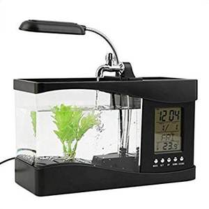 JRミニ水槽 ベタ水槽 USB LED照明付き 小型水槽 オフィス観賞用 透明アクリル水槽 - Product Image 1