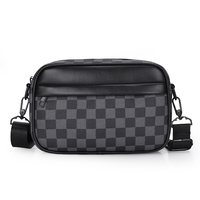 Sac bandoulière carré décontracté pour homme en cuir PU de haute qualité, imperméable, à motif géométrique, style messager