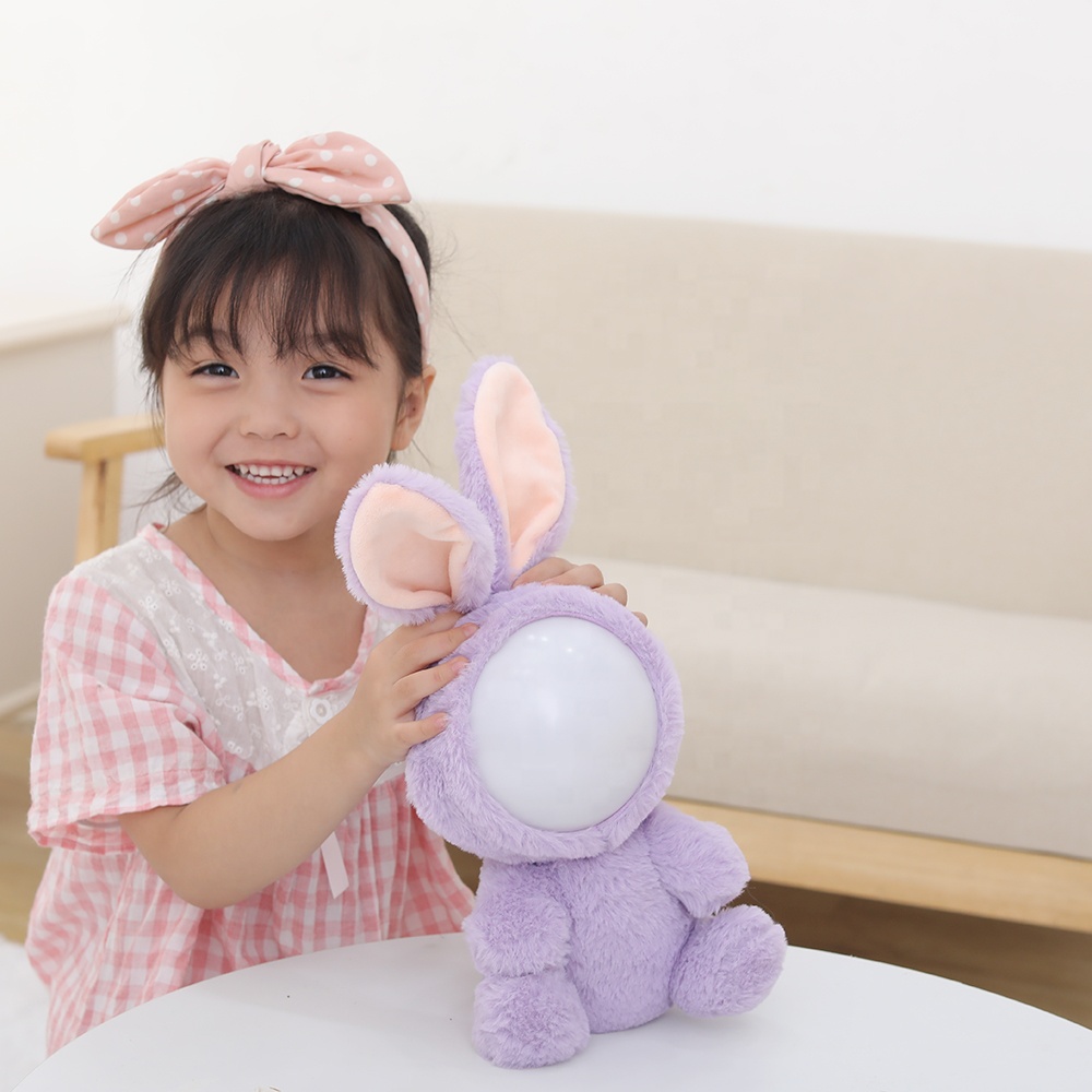 Плюшевая игрушка, детский ночник в виде кролика 2021, светодиодный ночник с динамиком