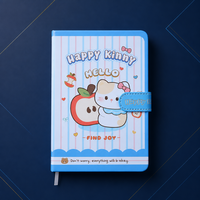 Cuaderno de Tapa Dura con Encuadernación Térmica, Diseño de Gato de Dibujos Animados, 32K B5, 132 Hojas, 80GSM, Kawaii, Diario, Regalo Escolar para Niños y Estudiantes
