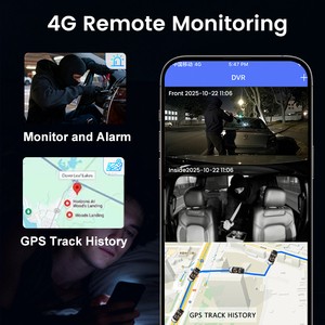 Caméra embarquée 4G LTE 2K à double objectif avec contrôle à distance par application, détection PIR, historique de suivi GPS, surveillance de stationnement 24h/24 - Product Image 3