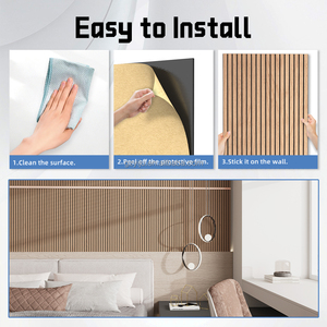 Panneaux acoustiques en <span class=keywords><strong>bois</strong></span> auto-adhésifs, décoration murale absorbant le son pour la maison, le bureau, placage durable - Product Image 4