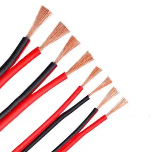 Kırmızı ve siyah tel saf bakır 2 çekirdekli elektrik kablosu iki renkli paralel çizgi yumuşak ince güç kablosu led boynuz kılıf hattı