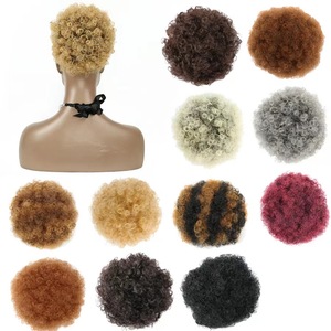 Échantillon gratuit extensions courtes synthétiques Postiches Updo Hair Afro Puff Drawstring Ponytail Kinky Curly Bun Hair for Black Women - Product Image 2