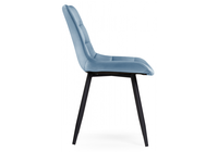 Chaises de salle à manger en velours coloré bleu clair à dossier bas, vente directe d'usine, pieds en métal, chaise de restaurant, chaise de salle à manger moderne