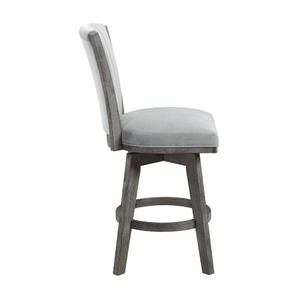 Juego de 2 Sillas de Barra Giratorias Convertibles, Tapizadas en Terciopelo Gris con Diseño de Canales, para Uso en Hoteles y Apartamentos - Product Image 3