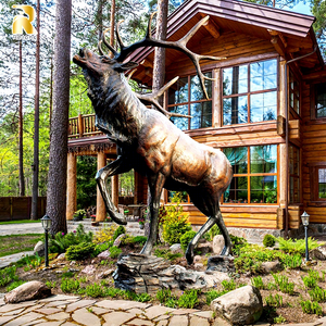 Estatuas de Alce de Metal Fundido de Tamaño Real RELONG, Esculturas de Ciervo de Bronce para Decoración de Bosques al Aire Libre - Product Image 1