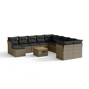 Salon de jardin en rotin Nibba Outdoor, 6 places, résistant aux intempéries, design contemporain, pour terrasse et jardin - Product Image 1