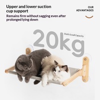 Plateforme d'escalade et hamac pour chat en bois massif, fixation par ventouse sans perçage, pour arbre à chat, avec ventouse pour verre, pour l'intérieur et l'extérieur