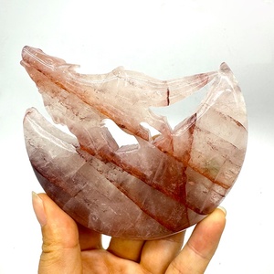 אבני חן טבעיות זאב אש קוורץ גילוף קריסטל מלאכת יד זאב ילל מתנה לקישוט הבית - Product Image 1