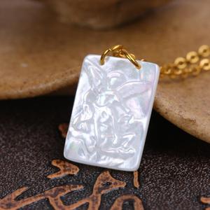 NP1045 White <strong>Mother</strong> of Pearl Shell Virgin Mary Rectangle Medal Scapular Charm Pendants Necklace - Product Image 2