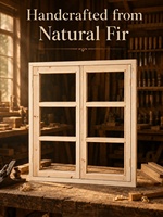 Fenêtre à battant en bois style ferme avec grille antivol, double vitrage trempé, quincaillerie allemande, cadre à battant pour cuisine de campagne
