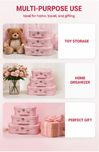 Custom Pink Nesting Suitcase Gift <b>Box</b> with Handle <b>Vintage</b> Style Rigid Cardboard Storage <b>Box</b> for Wedding and Party Favor - Product Image 3