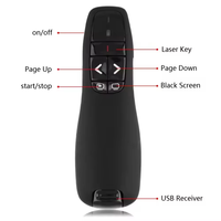 Présentateur laser sans fil 2,4 GHz, télécommande USB, souris RF, stylo de retournement de page sans fil, pointeur laser rouge, présentation PPT