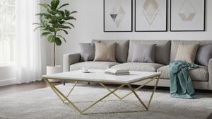 Mesa de centro moderna de mármol con tablero de mármol natural sólido, mueble duradero para el hogar, la oficina y uso comercial. - Product Image 2