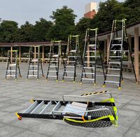 Escalera de Plataforma de Aluminio de Alta Resistencia, Profesional, OEM, Plegable, con Jaula de Seguridad, Cumple con OSHA, para Mantenimiento