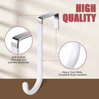 Gancho de pared autoadhesivo negro de metal delgado, de acero inoxidable, para baño y cocina, para toallas y batas, para colgar sobre la puerta