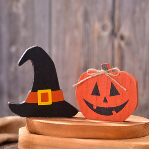 Adornos Decorativos de Madera para Halloween, Calabaza, Murciélago, Sombrero de Bruja, Fantasma, Estilo Dulce, Decoración Interior para el Hogar - Product Image 2