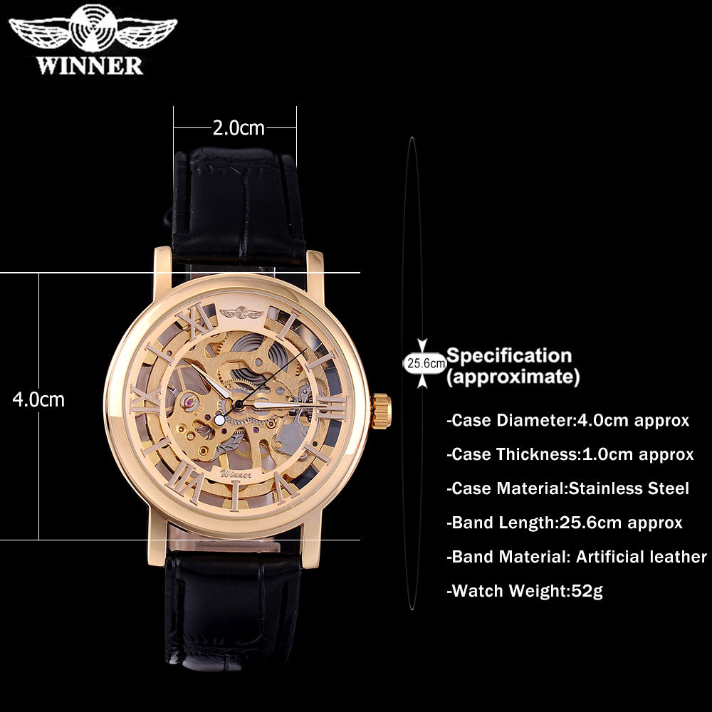skeleton automatic watch for men leather strap