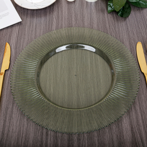 Assiettes de mariage SLC754-5 de 13 pouces, assiettes à dîner de haute qualité, vertes, rondes, transparentes, en <span class=keywords><strong>plastique</strong></span>, assiettes de présentation - Product Image 3