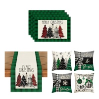 Chemin de table à motif écossais Buffalo pour Noël avec sets de table et housses de coussin, décoration de table de Noël, support OEM