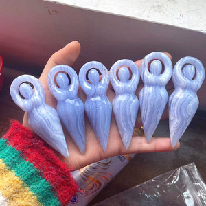 Statue de déesse en agate bleue, cristal, best-seller, artisanat populaire de haute qualité, sculptée à la main, pour souvenir - Product Image 2