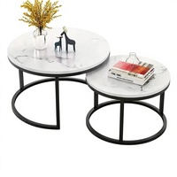 Ensemble de tables basses d'appoint rondes et durables en métal, style nordique moderne et minimaliste pour salon