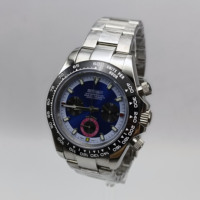 Jam Tangan VK63 Movement, Kalender Perak Putih, Bahan Baja Tahan Karat 904L, Enam Jarum, Timer Tersegmentasi, Jam Tangan Pria